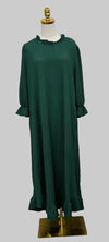 Solid Puff Sleeve Dress(Hunter Green)