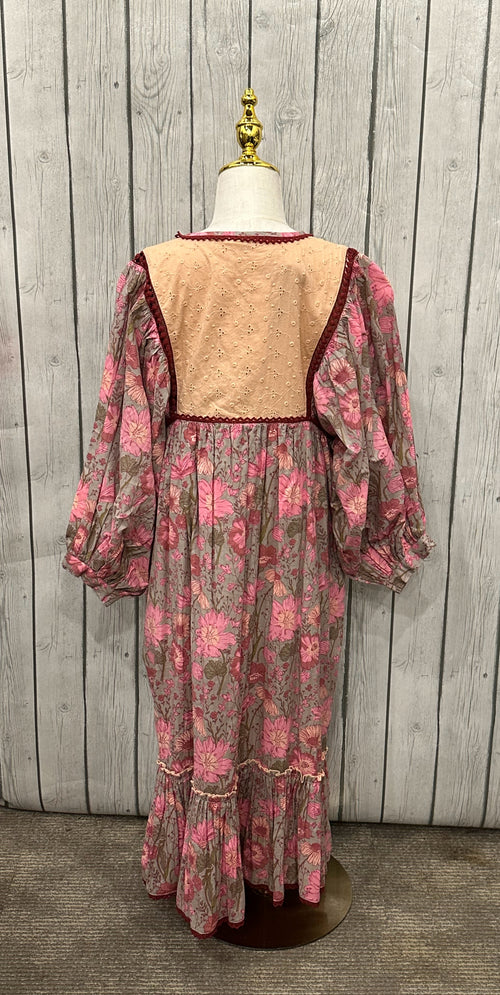 Girls Floral Dress(Beige)