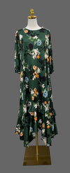 Ruffled Dress-H Green/ Floral