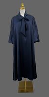 Satin Bow Midi Dress-Navy