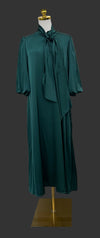 Satin Bow Midi Dress(Hunter Green)
