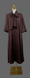 Satin Bow Midi Dress(Red Brown)