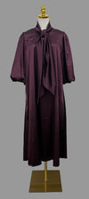 Satin Bow Midi Dress-Plum