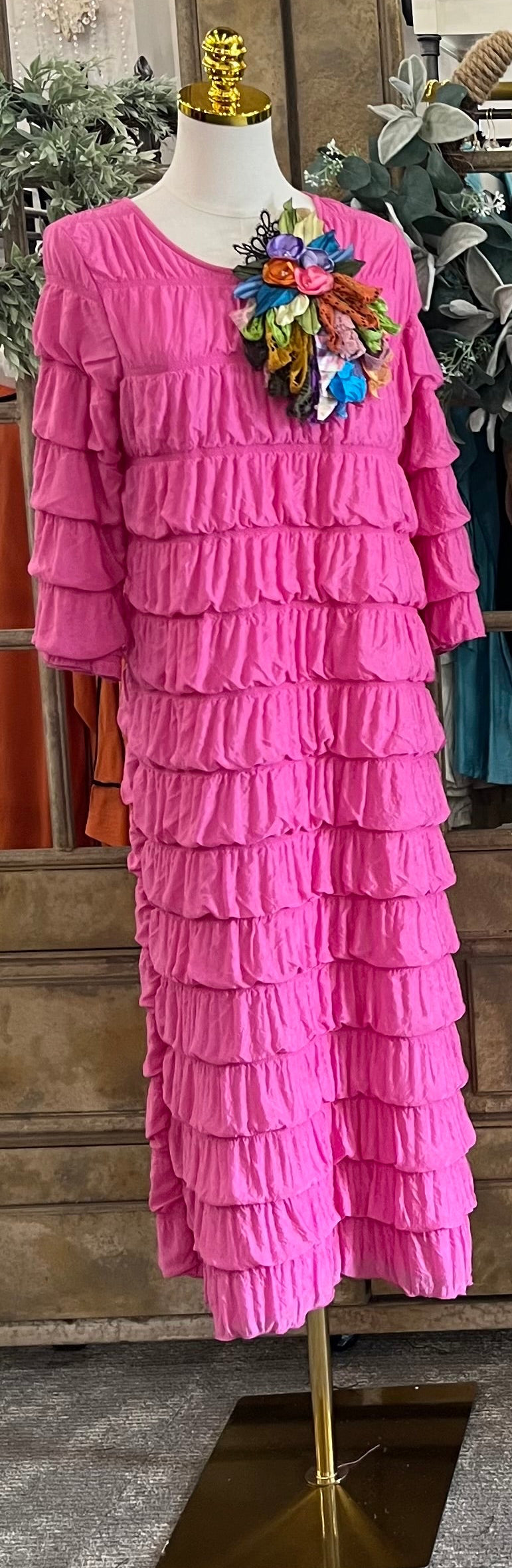 Bubble Midi Dress- Hot Pink