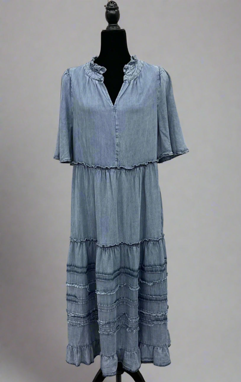 The Anna Dress(Washed Denim)