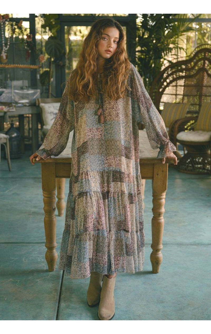 Patchwork Maxi Dress(Multi)