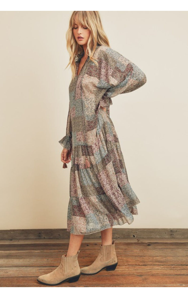 Patchwork Maxi Dress(Multi)
