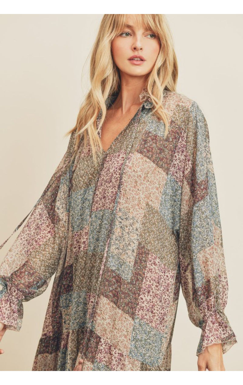 Patchwork Maxi Dress(Multi)