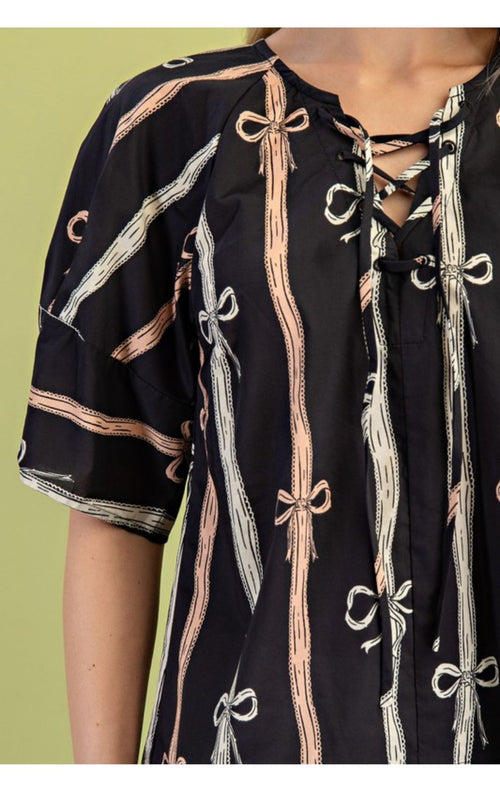 The Ella Top(Black/Peach)