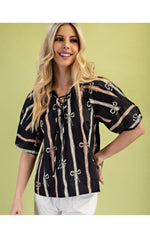 The Ella Top(Black/Peach)