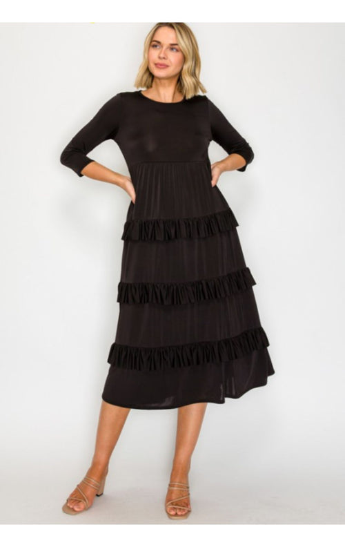 The Emmie Ruffle Dress-Black