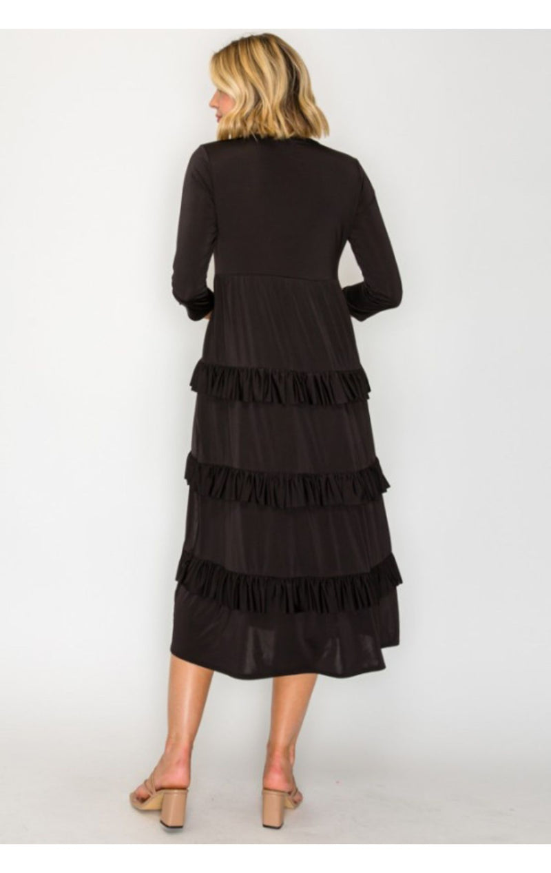The Emmie Ruffle Dress-Black