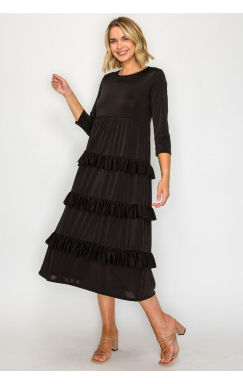 The Emmie Ruffle Dress-Black
