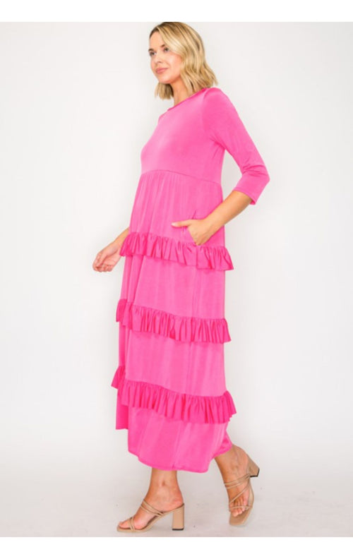 The Emmie Ruffle Dress-Pink