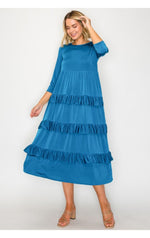 The Emmie Ruffle Dress-Teal
