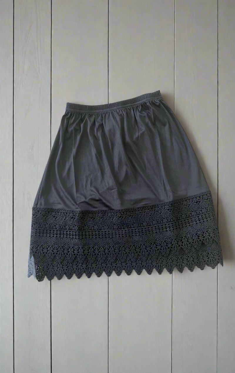 Girls Lace Slip Extender- Black