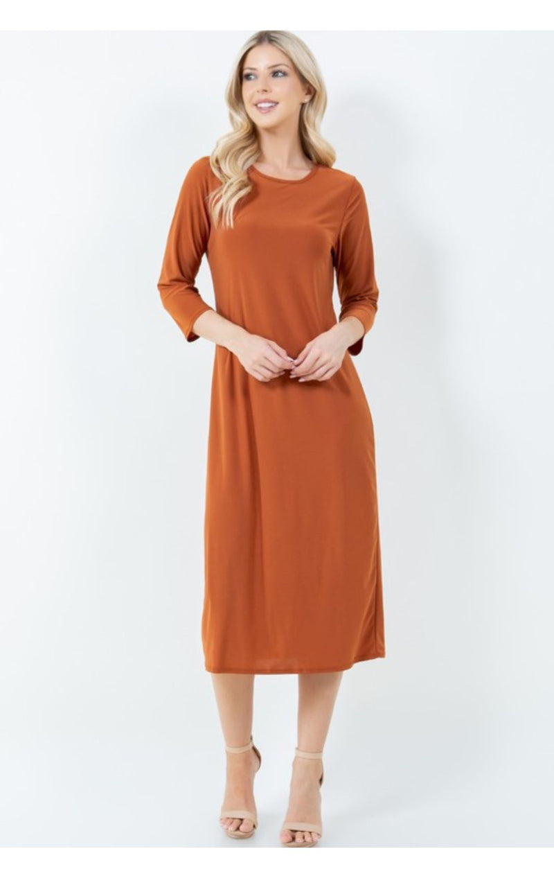 3/4" Sleeve Layering Dress ~ 8 Colors