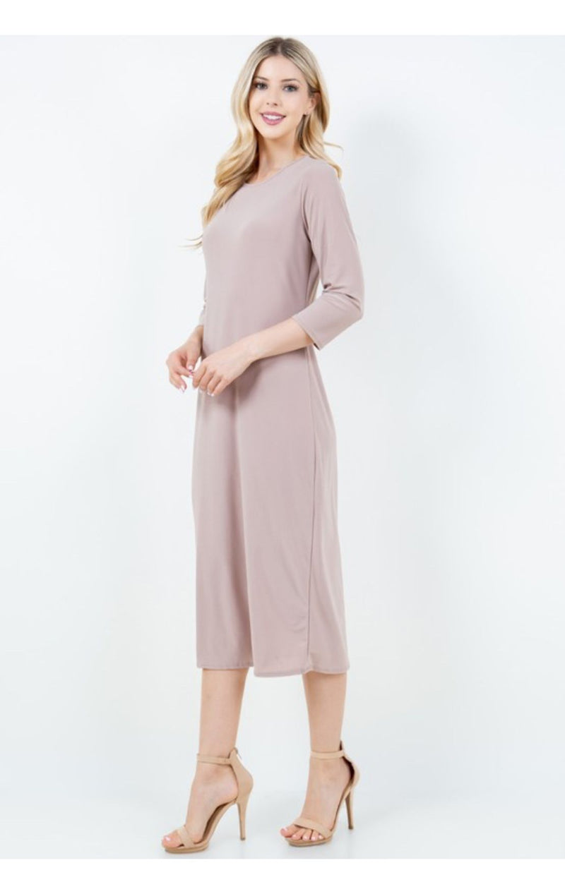 3/4" Sleeve Layering Dress ~ 8 Colors