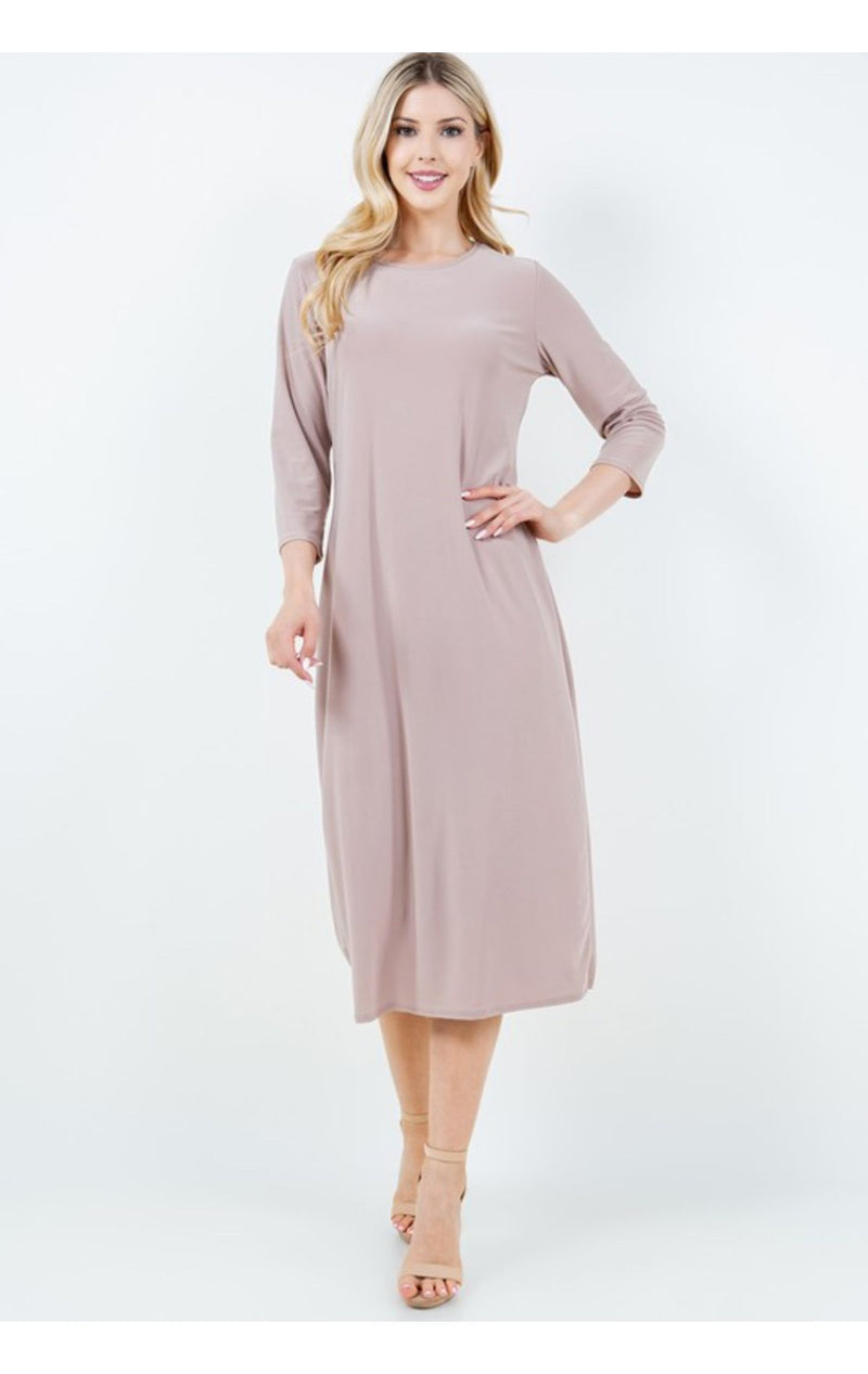 3/4" Sleeve Layering Dress ~ 8 Colors