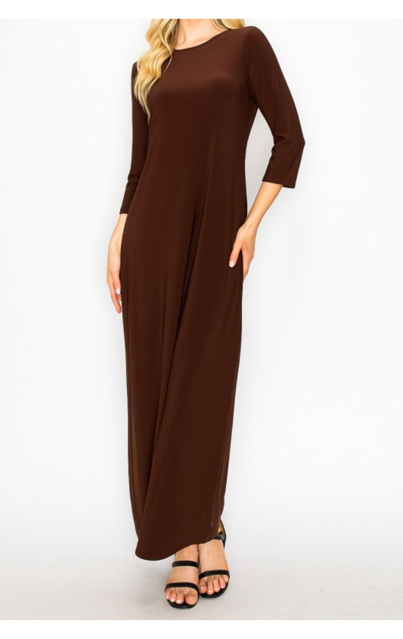 Maxi Layering Dress(Brown)