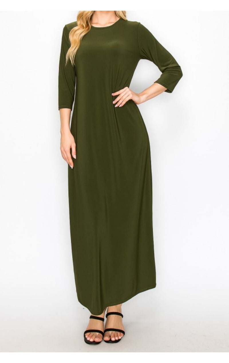 Maxi Layering Dress(Olive)
