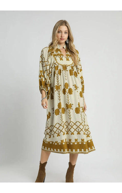 The Stella Dress(Mustard Green)