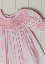 Baby Pink Smocked Bishop W/ Lace & Pearls